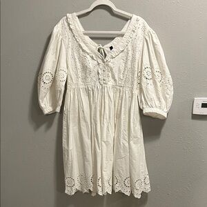 Chic White Eyelet Mini Dress